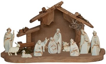 Set Presepe Morgenstern in miniatura con stalla, 10 pezzi SA7304 (4,5 cm, naturale)