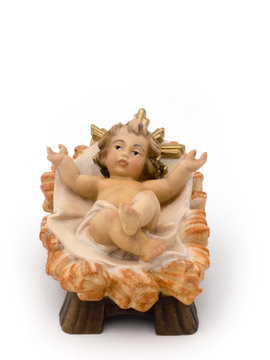 Jesukind in Wiege fix BHJ9003 (10 cm, lasiert)
