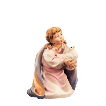 Mädchen kn. mit Taube BHJ9052 (10 cm, lasiert)