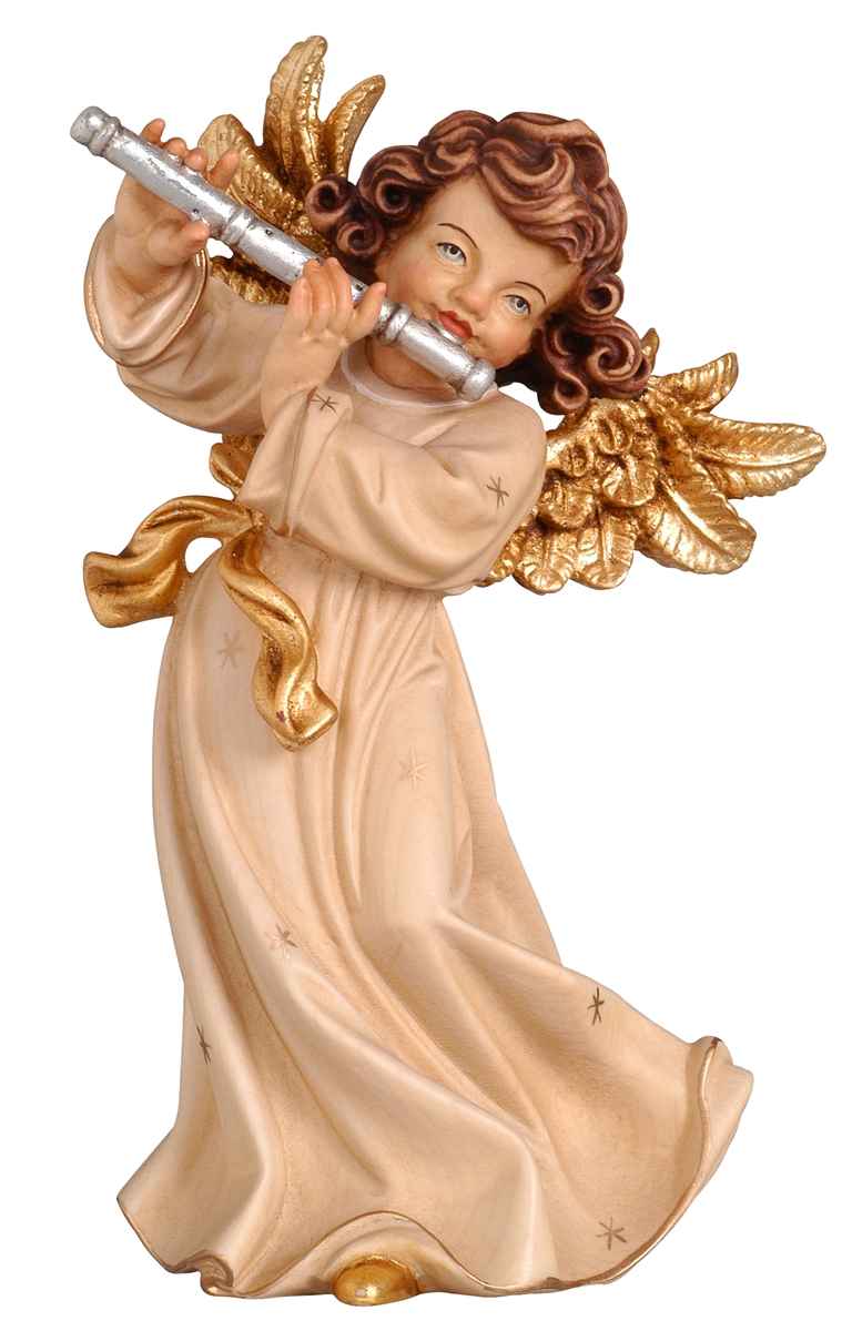 Angel Giotto with flute Woodcarving, nativity and chess set in