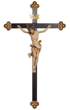 Christus Leonardo mit Gloriole auf Balken Barock PE706002 (15 cm, lasiert)