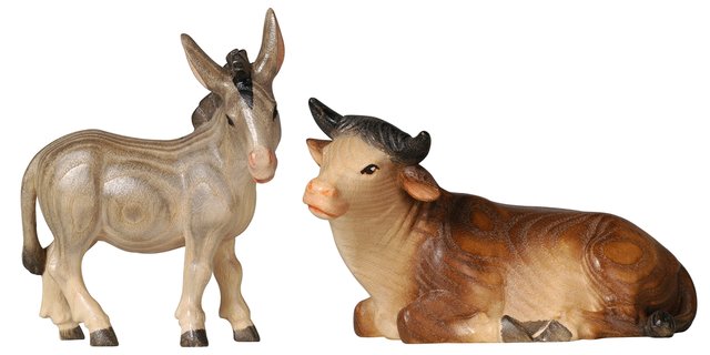 PE Ochs liegend und Esel Holzschnitzereien und Krippen aus