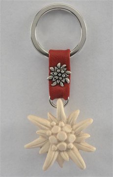 Edelweiss keychain / leather decor PE350610 (1,57", natural)