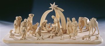 Presepio Rowi completo co stalla con stella 1262CO (9 cm, naturale)