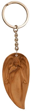 Portachiavi - Angelo custode legno olivo SA19 (6 cm, naturale)