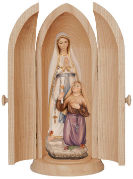Nicchia con Madonna di Lourdes con Bernadetta SA509 (10 cm, colore)
