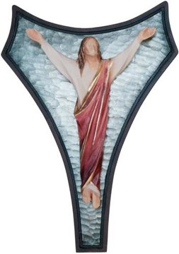 Auferstehungs Christus modern auf Balken Stilisiet SA31012 (22 cm, lasiert)