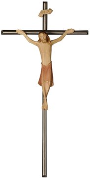 Kruzifix Raphael, mit Kreuzbalken in Edelstahl SA3153 (16 cm, lasiert)