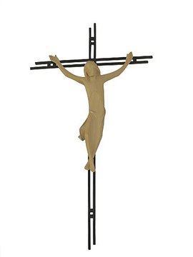 Kruzifix Einfach mit Stahlbalken 2Fach SA3156 (16 cm, lasiert)