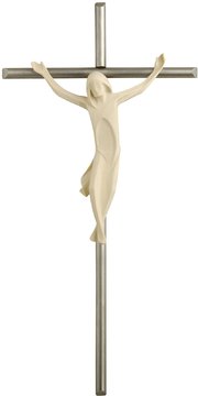Kruzifix einfach mit Edelstahlbalken SA3159 (10 cm, lasiert)