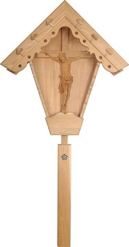 Feldkreuz mit Dolomitencorpus in Eichenholz SA3178 (22 cm, natur)