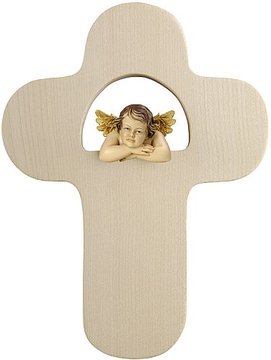 Kinderkreuz mit Raffaello Engel SA3190 (17 cm, lasiert)