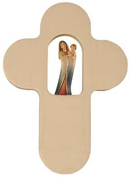 Kreuz mit Muttergottes, Holz SA3196 (17 cm, lasiert)