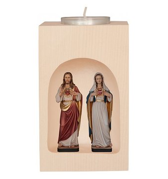 Candle Holder with Heart Jesus and Mary SA32176 (5,12", color)
