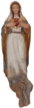 Sacro cuore di Maria scultura in radice SA3218W (17 cm, oro puro)