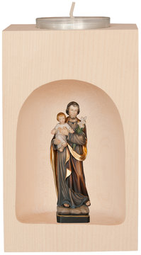 Candle holder with Joseph with child in Niche SA32519 (5,12", color)