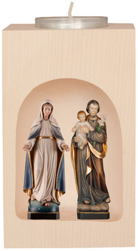 Candle holder with our Lady of grace and Joseph SA32559 (5,12", color)