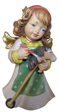 Engel mit Steckenpferd SA6090 (5 cm, lasiert)