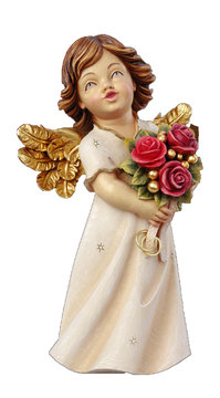 Hochzeitsengel mit Rosen SA6215 (19 cm, lasiert)