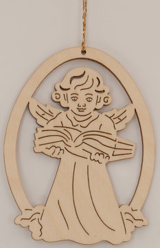 Laser - Decoration mit Engel Buch 10 Stk SA9616 (8 cm, natur)