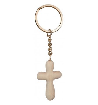 Portachiavi - Croce in legno acero SA0008S (4 cm, naturale)