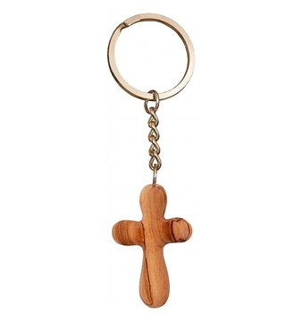Portachiavi - Croce in legno d'ulivo SA0009S (4 cm, naturale)