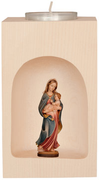 Porta candela con Madonna protettrice nella nicchi SA10809 (13 cm, colore)