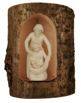 Baumstamm mit Friedenskrippe SA2756 (8,5 cm, lasiert)