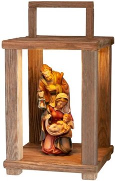 Laterne in Altholz rustikal mit Familienblock barock SA2834 (36 cm, lasiert)