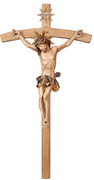 Kruzifix barock mit Gloriole und Hl. Geist SA30604 (13 cm, lasiert)