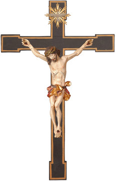 Kruzifix barock mit Heiligem Geist auf rom. Kreuz SA30606 (21 cm, lasiert)
