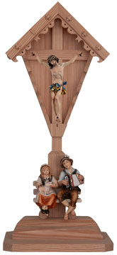 Feldkreuzgruppe b mit Mädchen und Musiker SA31795 (33 cm, lasiert)