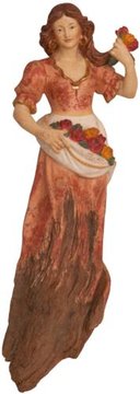 Signora con rose scultura in radice SA4010W (40 cm, oro puro)