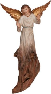 Angelo custode in legno radice SA4091W (18 cm, oro puro)