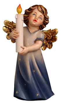Mary Engel mit Kerze SA6201 (8 cm, lasiert)