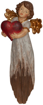 Mary Engel mit Herz Wurzelschnitzerei SA6203W (19 cm, Echtgoldf.)