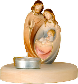 Teelichtplatte mit Familiensegen SA7502 (11 cm, lasiert)