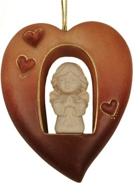 Sun Guardian Angel in heart made of wood SA8028 (3,94", color)