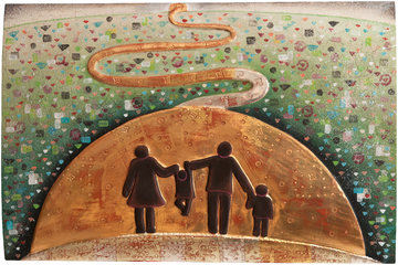 Quadro _ Famiglia SA9896 (43 cm, oro puro)