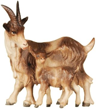 Ziege mit Kitz SA29740 (10 cm, lasiert)
