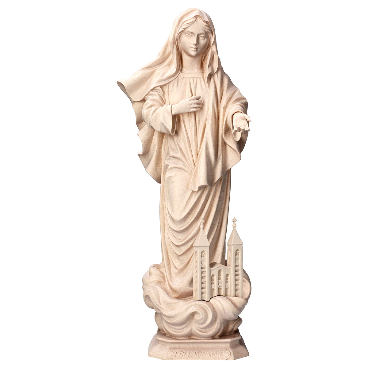 Kraljica Mira with church Woodcarving, nativity and chess set in