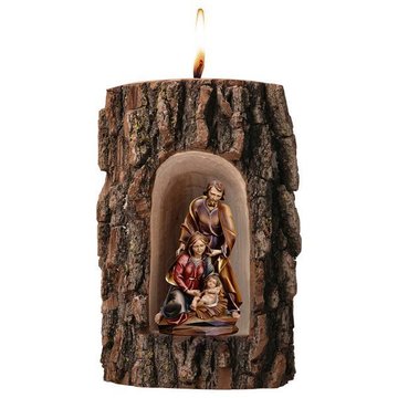 Blockkrippe Barock in Grotte Ulme mit Kerze UP680101 (9 cm, lasiert)