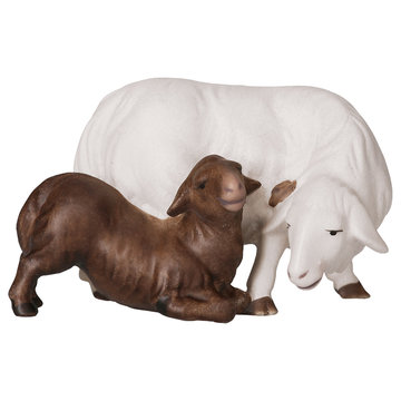 Pecora con agnello inginocchiato UP800140 (10 cm, colore)