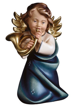 Herzengel mit Horn UP140001 (6 cm, lasiert)