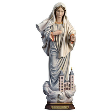Madonna Medjugorje mit Kirche UP061101 (12 cm, lasiert)
