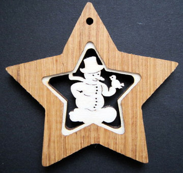 Star with snowman 508615-007-1 (2,76", natural)