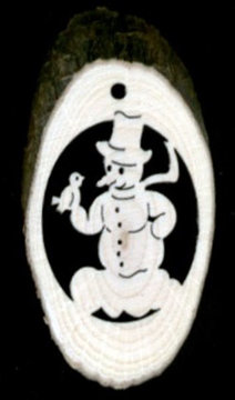 Tree disk with snowman 509186 (2,36", natural)