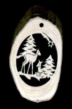 Tree disk with deers 509195 (2,36", natural)
