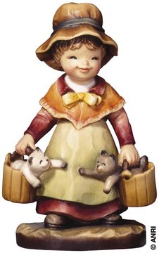 Mädchen mit Katzen A71074 (7,5 cm, lasiert)